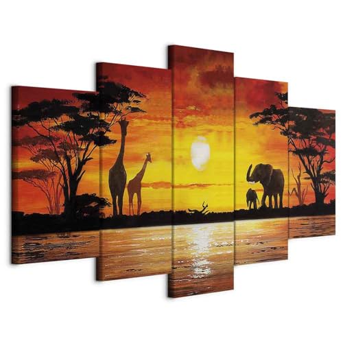 B&D XXL - Wandbilder XXL Afrika Vlies Leinwandbild 5 tlg Kunstdruck modern Wandbilder XXL Wanddekoration Design Wand Bild - Sonnenuntergang Tiere Landschaft Natur wie gemalt 5730 B&D XXL - Wandbilder XXL Afrika Vlies Leinwandbild 5 tlg Kunstdruck modern Wandbilder XXL Wanddekoration Design Wand Bild - Sonnenuntergang Tiere Landschaft Natur wie gemalt 5730 von B&D XXL