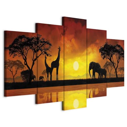 B&D XXL - Wandbilder XXL Afrika 200x100cm 5 tlg - Wand Deko Leinwand Bilder Groß Wanddeko Wohnzimmer Schlafzimmer Kunstdrucke - Tiere Savanne Sonnenuntergang 030112-68 B&D XXL - Wandbilder XXL Afrika 200x100cm 5 tlg - Wand Deko Leinwand Bilder Groß Wanddeko Wohnzimmer Schlafzimmer Kunstdrucke - Tiere Savanne Sonnenuntergang 030112-68 von Cuadros B&D XXL