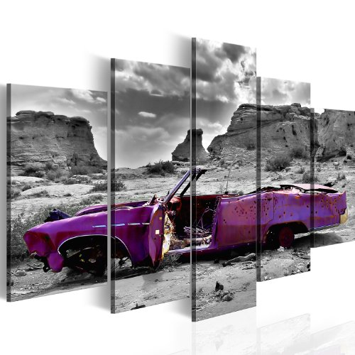 murando - Bilder Auto 200x100 cm Vlies Leinwandbild 5 tlg Kunstdruck modern Wandbilder XXL Wanddekoration Design Wand Bild - Wüste violett Natur Landschaft 051379 von B&D XXL