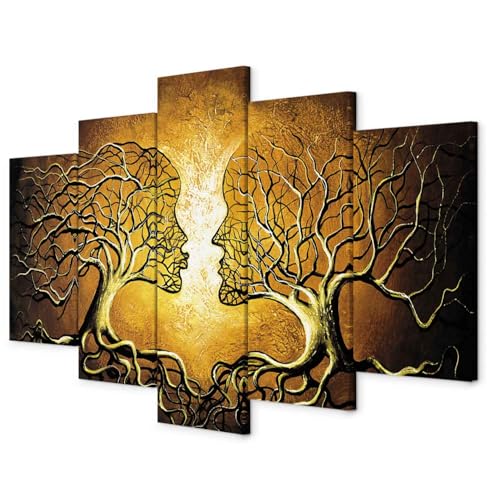 B&D XXL - Wandbilder XXL Bäume Kuss 200x100 cm 5 tlg Wand Deko Leinwand Bilder Groß Wanddeko Wohnzimmer Schlafzimmer Kunstdrucke - Abstrakt Liebe Natur Gesichter Gelb wie gemalt b-A-0341-b-m B&D XXL - Wandbilder XXL Bäume Kuss 200x100 cm 5 tlg Wand Deko Leinwand Bilder Groß Wanddeko Wohnzimmer Schlafzimmer Kunstdrucke - Abstrakt Liebe Natur Gesichter Gelb wie gemalt b-A-0341-b-m von B&D XXL