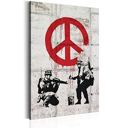 murando - Bilder Banksy Soldiers Painting Peace 40x60 cm Vlies Leinwandbild 1 tlg Kunstdruck modern Wandbilder XXL Wanddekoration Design Wand Bild - Mural Street Art Graffiti von B&D XXL