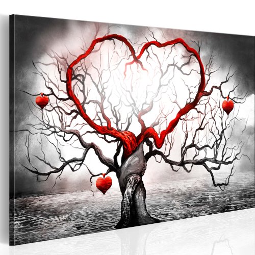 murando - Bilder Baum Herz 100x70 cm Vlies Leinwandbild 1 tlg Kunstdruck modern Wandbilder XXL Wanddekoration Design Wand Bild - Abstrakt rot grau schwarz weiß 0101-79 von B&D XXL