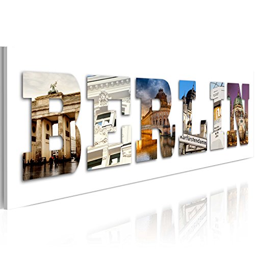 murando - Bilder Berlin 135x45 cm Vlies Leinwandbild 1 tlg Kunstdruck modern Wandbilder XXL Wanddekoration Design Wand Bild Panoramabild - Stadt Denkmale Architektur Aufschrift von B&D XXL