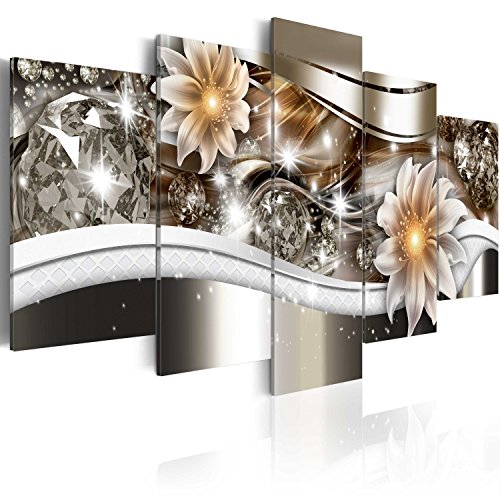 B&D XXL - Wandbilder XXL Blumen Vlies Leinwandbild 5 tlg Kunstdruck modern Wandbilder XXL Wanddekoration Design Wand Bild - Abstrakt Diamant Ornament bokeh silber beige b-A-0266-b-n B&D XXL - Wandbilder XXL Blumen Vlies Leinwandbild 5 tlg Kunstdruck modern Wandbilder XXL Wanddekoration Design Wand Bild - Abstrakt Diamant Ornament bokeh silber beige b-A-0266-b-n von Cuadros B&D XXL