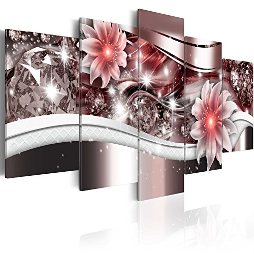 murando - Bilder Blumen Vlies Leinwandbild 5 tlg Kunstdruck modern Wandbilder XXL Wanddekoration Design Wand Bild - Abstrakt Diamant Ornament bokeh silber rosa b-A-0266-b-o von B&D XXL