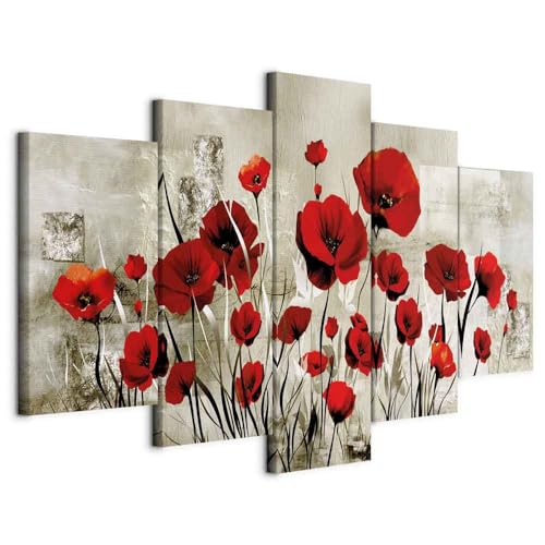 B&D XXL - Wandbilder XXL Blumen 200x100cm 5 tlg - Wand Deko Leinwand Bilder Groß Wanddeko Wohnzimmer Schlafzimmer Kunstdrucke - Mohnblumen Natur Textur Vintage wie gemalt B&D XXL - Wandbilder XXL Blumen 200x100cm 5 tlg - Wand Deko Leinwand Bilder Groß Wanddeko Wohnzimmer Schlafzimmer Kunstdrucke - Mohnblumen Natur Textur Vintage wie gemalt von Cuadros B&D XXL