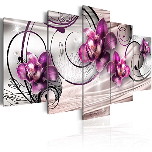 B&D XXL - Wandbilder XXL Blumen 200x100cm 5 tlg - Wand Deko Leinwand Bilder Groß Wanddeko Wohnzimmer Schlafzimmer Kunstdrucke - Orchidee Ornament Perlen bokeh grau beige violett B&D XXL - Wandbilder XXL Blumen 200x100cm 5 tlg - Wand Deko Leinwand Bilder Groß Wanddeko Wohnzimmer Schlafzimmer Kunstdrucke - Orchidee Ornament Perlen bokeh grau beige violett von Cuadros B&D XXL