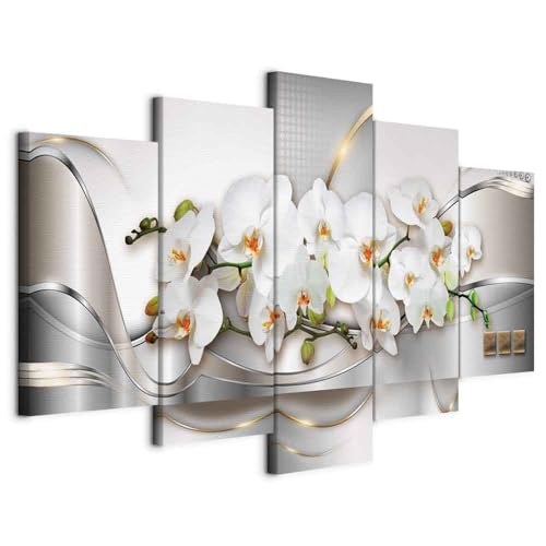 B&D XXL - Wandbilder XXL Blumen Orchidee 150x75cm 5 tlg - Wand Deko Leinwand Bilder Groß Wanddeko Wohnzimmer Schlafzimmer Kunstdrucke - Abstrakt Natur grau a-A-0004-b-n B&D XXL - Wandbilder XXL Blumen Orchidee 150x75cm 5 tlg - Wand Deko Leinwand Bilder Groß Wanddeko Wohnzimmer Schlafzimmer Kunstdrucke - Abstrakt Natur grau a-A-0004-b-n von B&D XXL