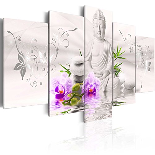murando - Bilder Buddha 150x75 cm Vlies Leinwandbild 5 tlg Kunstdruck modern Wandbilder XXL Wanddekoration Design Wand Bild - Blumen Orchidee Zen Spa Feng Shui b-A-0020-b-n von B&D XXL