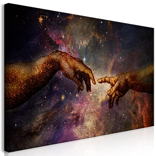 murando - Bilder Creation of Adam Michelangelo 60x30 cm Vlies Leinwandbild 1 Teilig Kunstdruck modern Wandbilder XXL Wanddekoration Design Wand Bild - Abstrakt Hände Galaxy von B&D XXL