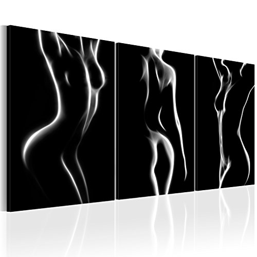 murando - Bilder Körper 120x60 cm Vlies Leinwandbild 3 Teilig Kunstdruck modern Wandbilder XXL Wanddekoration Design Wand Bild - Frau Schwarz weiß Silhouette h-B-0052-b-e von B&D XXL