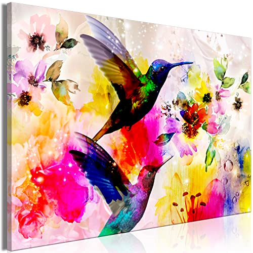 murando - Bilder Kolibri 120x80 cm Leinwandbild 1 tlg Kunstdruck modern Wandbilder XXL Wanddekoration Design Wandbild Vogel Blumen Natur bunt wie gemalt b-C-10228-b-a von B&D XXL