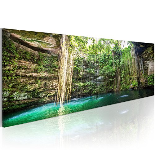 murando - Bilder Landschaft 120x40 cm Vlies Leinwandbild 1 tlg Kunstdruck modern Wandbilder XXL Wanddekoration Design Wand Bild Panoramabild - Natur Bäume See Felsen c-B-0054-b-a von B&D XXL