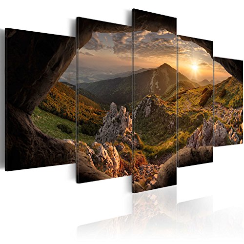 murando - Bilder Landschaft 225x112 cm Vlies Leinwandbild 5 tlg Kunstdruck modern Wandbilder XXL Wanddekoration Design Wand Bild - Gebirge Natur Panorama Sonnenuntergang von B&D XXL