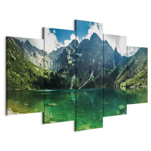 murando - Wandbilder XXL Landschaft Gebirge 200x100 cm 5 tlg Wand Deko Leinwand Bilder Groß Wanddeko Wohnzimmer Schlafzimmer Kunstdrucke - Natur Berge Bergsee Wald 030212-102 von B&D XXL