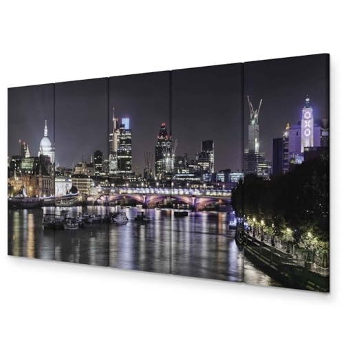 murando - Bilder London 200x80 cm Vlies Leinwandbild 5 Teilig Kunstdruck modern Wandbilder XXL Wanddekoration Design Wand Bild - City Stadt Panorama England d-B-0336-b-m von B&D XXL