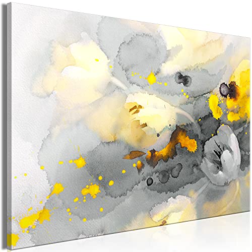 murando - Bilder Mohnblumen 60x40 cm Leinwandbild 1 tlg Kunstdruck modern Wanbilder XXL Wanddekoration Design Wand Bild Blumen Abstrakt grau gelb wie gemalt b-C-0818-b-a von B&D XXL