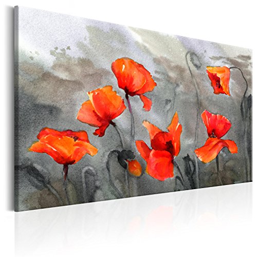 murando - Bilder Mohnblumen 60x40 cm Leinwandbild 1 tlg Kunstdruck modern Wanbilder XXL Wanddekoration Design Wand Bild Blumen Mohn wie gemalt rot grau b-B-0232-b-a von B&D XXL