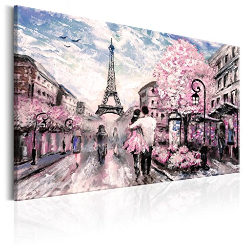 murando - Bilder Paris 60x40 cm Leinwandbild 1 tlg Kunstdruck modern Wandbilder XXL Wanddekoration Design Wand Bild - Eiffelturm Landschaft wie gemalt Rose d-B-0147-b-a von B&D XXL