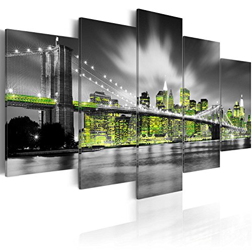 B&D XXL - Wandbilder XXL Skyline Manhattan 100x50cm 5 tlg - Wand Deko Leinwand Bilder Groß Wanddeko Wohnzimmer Schlafzimmer Kunstdrucke - New York City in der Nacht Panorama B&D XXL - Wandbilder XXL Skyline Manhattan 100x50cm 5 tlg - Wand Deko Leinwand Bilder Groß Wanddeko Wohnzimmer Schlafzimmer Kunstdrucke - New York City in der Nacht Panorama von Cuadros B&D XXL