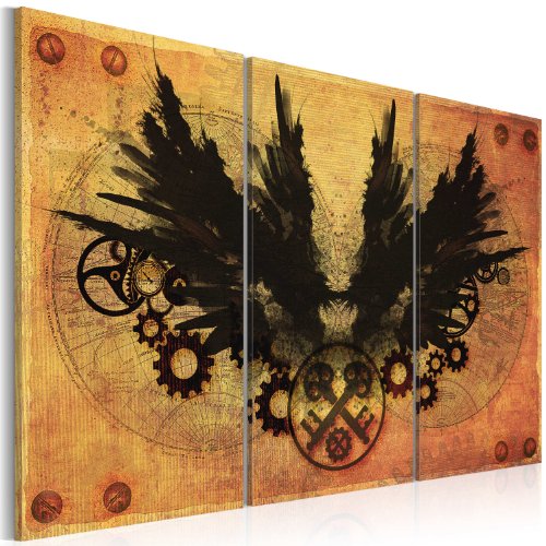 murando - Bilder Steampunk 120x80 cm Vlies Leinwandbild 3 Teilig Kunstdruck modern Wandbilder XXL Wanddekoration Design Wand Bild - Globus retro schwarz Schlüssel 020105-17 von B&D XXL