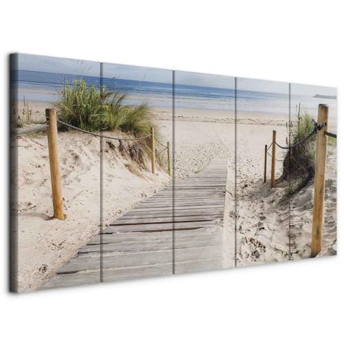 B&D XXL - Wandbilder XXL Strand 100x40 cm 5 tlg Wand Deko Leinwand Bilder Groß Wanddeko Wohnzimmer Schlafzimmer Kunstdrucke - Landschaft Meer Strandweg Natur c-C-0178-b-m B&D XXL - Wandbilder XXL Strand 100x40 cm 5 tlg Wand Deko Leinwand Bilder Groß Wanddeko Wohnzimmer Schlafzimmer Kunstdrucke - Landschaft Meer Strandweg Natur c-C-0178-b-m von B&D XXL