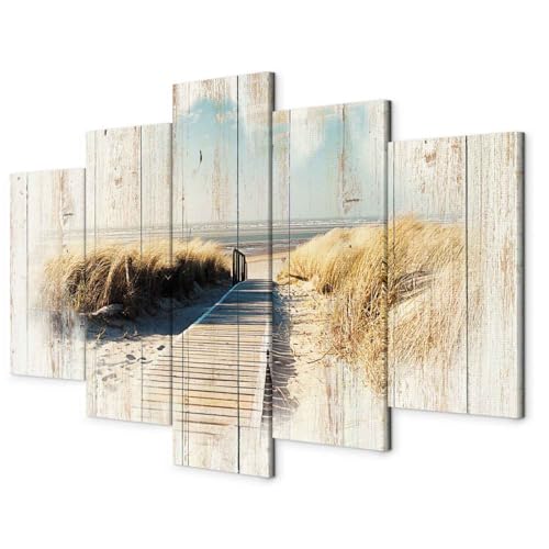 B&D XXL - Wandbilder XXL Strand Meer 150x75cm 5 tlg - Wand Deko Leinwand Bilder Groß Wanddeko Wohnzimmer Schlafzimmer Kunstdrucke - Holzoptik Landschaft Natur Brücke c-C-0029-b-o B&D XXL - Wandbilder XXL Strand Meer 150x75cm 5 tlg - Wand Deko Leinwand Bilder Groß Wanddeko Wohnzimmer Schlafzimmer Kunstdrucke - Holzoptik Landschaft Natur Brücke c-C-0029-b-o von B&D XXL