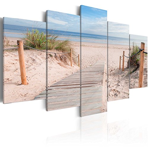 murando - Bilder Strand Meer 225x112 cm Vlies Leinwandbild 5 tlg Kunstdruck modern Wandbilder XXL Wanddekoration Design Wand Bild - Landschaft Natur c-B-0006-b-n von B&D XXL