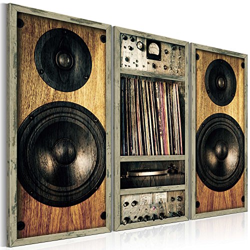 murando - Bilder Vintage 90x60 cm Vlies Leinwandbild 3 Teilig Kunstdruck modern Wandbilder XXL Wanddekoration Design Wand Bild - Musik Holz Radio Bretter i-B-0018-b-e von B&D XXL