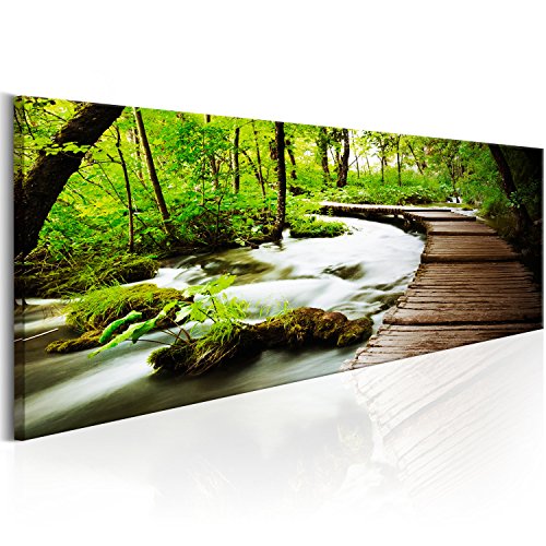 murando - Bilder Wald 120x40 cm Vlies Leinwandbild 1 tlg Kunstdruck modern Wandbilder XXL Wanddekoration Design Wand Bild Panoramabild - Baum Natur Landschaft grün c-B-0161-b-a von B&D XXL