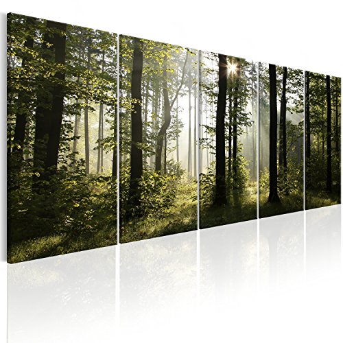 murando - Bilder Wald 150x60 cm Vlies Leinwandbild 5 tlg Kunstdruck modern Wandbilder XXL Wanddekoration Design Wand Bild - Waldlandschaft Natur Panorama Baum c-B-0288-b-m von B&D XXL