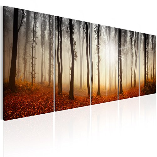 murando - Bilder Wald 225x90 cm Vlies Leinwandbild 5 tlg Kunstdruck modern Wandbilder XXL Wanddekoration Design Wand Bild - Waldlandschaft Natur Panorama Baum c-B-0286-b-m von B&D XXL