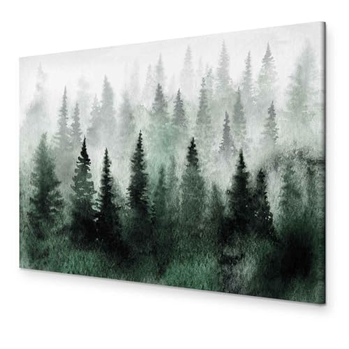 murando - Bilder Wald 90x60 cm Vlies Leinwandbild 1 tlg Kunstdruck modern Wandbilder XXL Wanddekoration Design Wand Bild - Natur Landschaft Bäume grün wie gemalt c-C-0460-b-a von B&D XXL