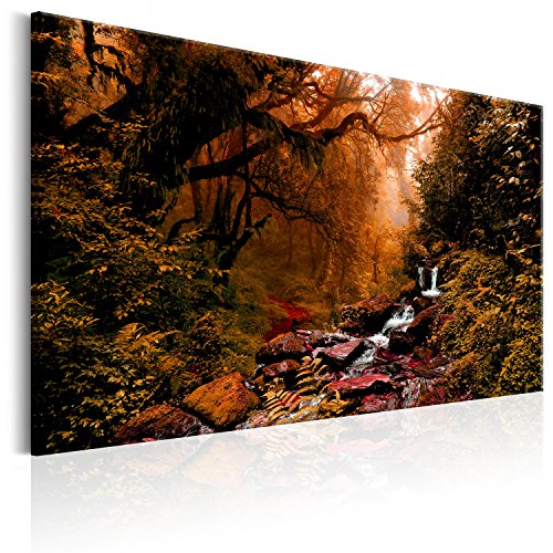 murando - Bilder Wald Bach 60x40 cm Leinwandbild 1 tlg Kunstdruck modern Wandbilder XXL Wanddekoration Design Wand Bild - Natur Landschaft Bäume Herbst Wasserfall c-B-0234-b-b von B&D XXL