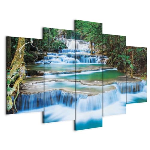 murando - Bilder Wasserfall 200x100 cm - Leinwandbilder - Fertig Aufgespannt - Vlies Leinwand - 5 tlg - Wandbilder XXL - Kunstdrucke - Wandbild - Landschaft Natur Bäume 030212-101 von B&D XXL