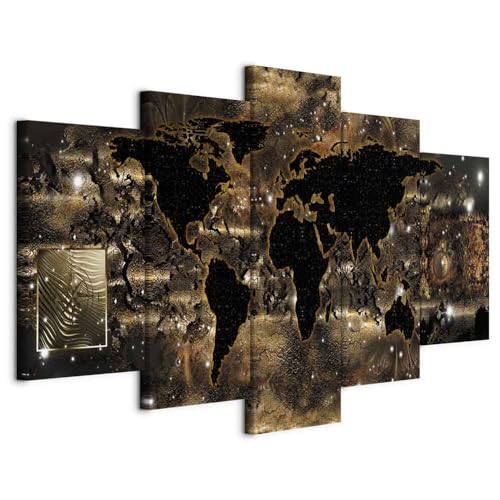 B&D XXL - Wandbilder XXL Weltkarte 100x50cm 5 tlg - Wand Deko Leinwand Bilder Groß Wanddeko Wohnzimmer Schlafzimmer Kunstdrucke - Landkarte World Map Kontinente schwarz braun B&D XXL - Wandbilder XXL Weltkarte 100x50cm 5 tlg - Wand Deko Leinwand Bilder Groß Wanddeko Wohnzimmer Schlafzimmer Kunstdrucke - Landkarte World Map Kontinente schwarz braun von Cuadros B&D XXL