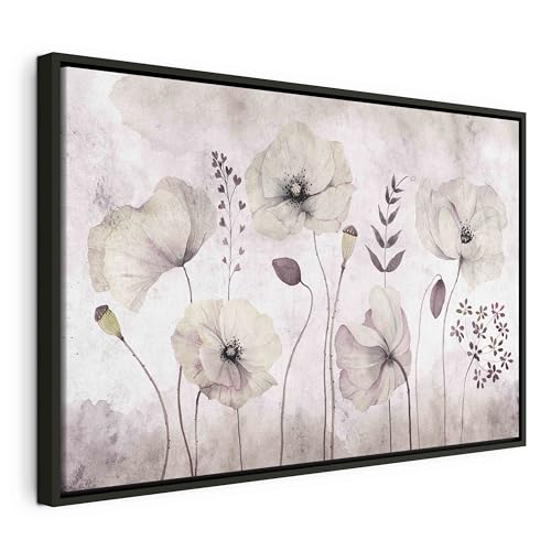 murando Bilder mit Rahmen 120x80 cm Wandbilder groß Leinwandbild XXL schwarzer Holzrahmen modern Wanddekoration Kunstdruck Wanddeko Wohnzimmer Schlafzimmer Blumen Botanik Blätter Natur von B&D XXL