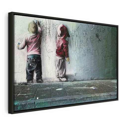 murando Bilder mit Rahmen 60x40 cm Wandbilder groß Leinwandbild XXL schwarzer Holzrahmen modern Wanddekoration Kunstdruck Wanddeko Wohnzimmer Schlafzimmer Kinder Graffiti von B&D XXL