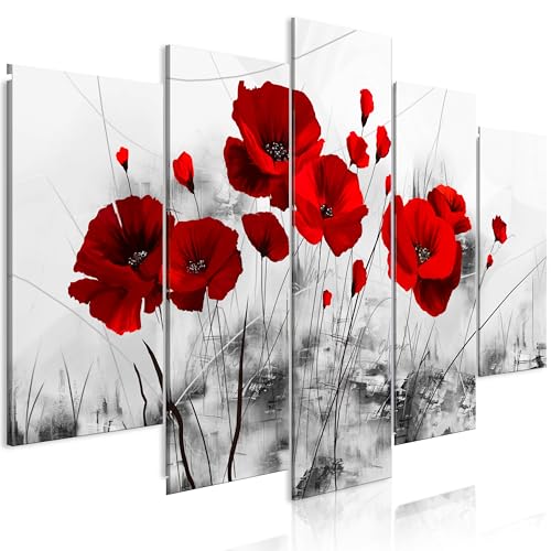 B&D XXL HandArt Bilder auf Leinwand 150x75 cm 5 tlg Leinwandbild mit Struktur-Effekt handbemalte Wandbilder mit Gel-Textur Wohnzimmer Wanddekoration Moderne Kunst 0107-5 von B&D XXL