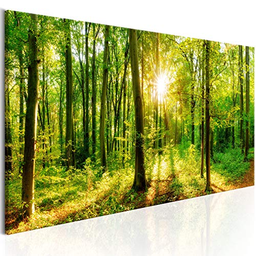 murando - Handart Wald Kunstdruck auf Leinwand 150x50 cm 1 tlg Groß Kunstbilder wie Handgemalte Wandbilder XXL mit Acrylgel beschichtet Wand Bilder mit Struktur Natur Panorama c-B-0184-b-a von B&D XXL