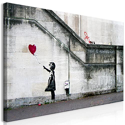 murando Wandbild Mega XXXL Banksy Girl with red Balloon Einteiliger XXL-Format Kunstdruck zur Selbstmontage Leinwandbilder moderne Bilder DIY Wanddekoration Wohnung Deko von B&D XXL