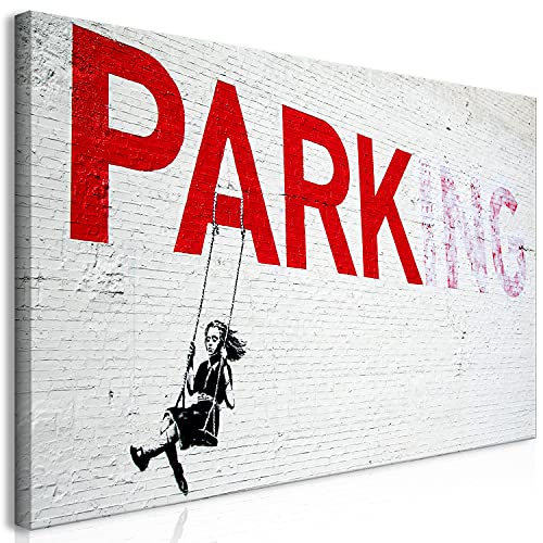 murando Wandbild Mega XXXL Banksy Parking Girl Swing Einteiliger XXL-Format Kunstdruck zur Selbstmontage Leinwandbilder moderne Bilder DIY Wanddekoration Wohnung Deko i-C-0022-ak-e von B&D XXL