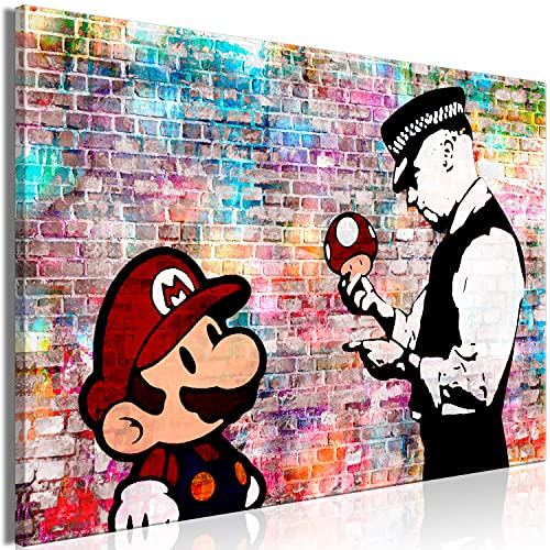 murando Wandbild Mega XXXL Banksy Super Mario Mushroom CopEinteiliger XXL-Format Kunstdruck zur Selbstmontage Leinwandbilder moderne Bilder DIY Wanddekoration Wohnung Deko von B&D XXL