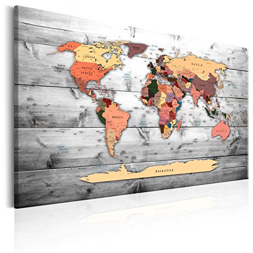 Neuheit! Weltkarte mit Kork Rückwand 120x80 cm - 3 Farben zur Auswahl - einteilig Bilder Leinwandbild Poster Pinnwand Kunstdruck Weltkarte Karte Welt Landkarte Kontinent k-B-0009-p-c 120x80 cm B&D XXL von B&D XXL