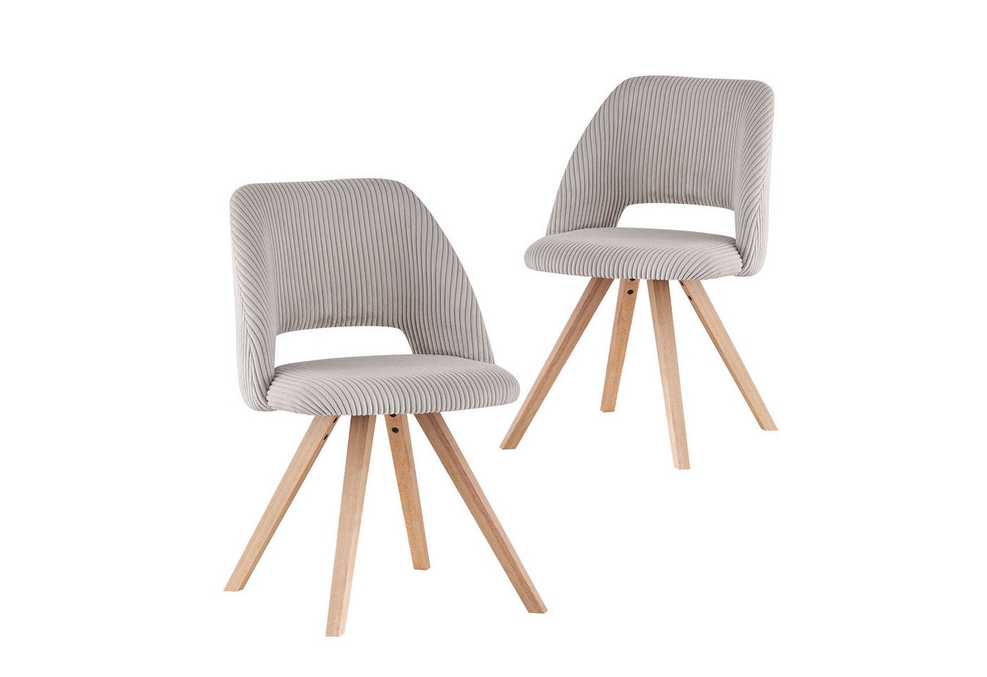 B&D home 4-Fußstuhl MARY (2er Set, 2 St), gepolstert, Kordstoff, Holzbeine von B&D home