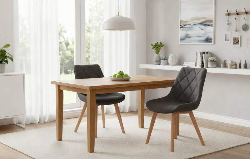 B&D home 4-Fußstuhl TANIA (2er Set, 2 St), Polster, Sitzschale, Holzbeine von B&D home