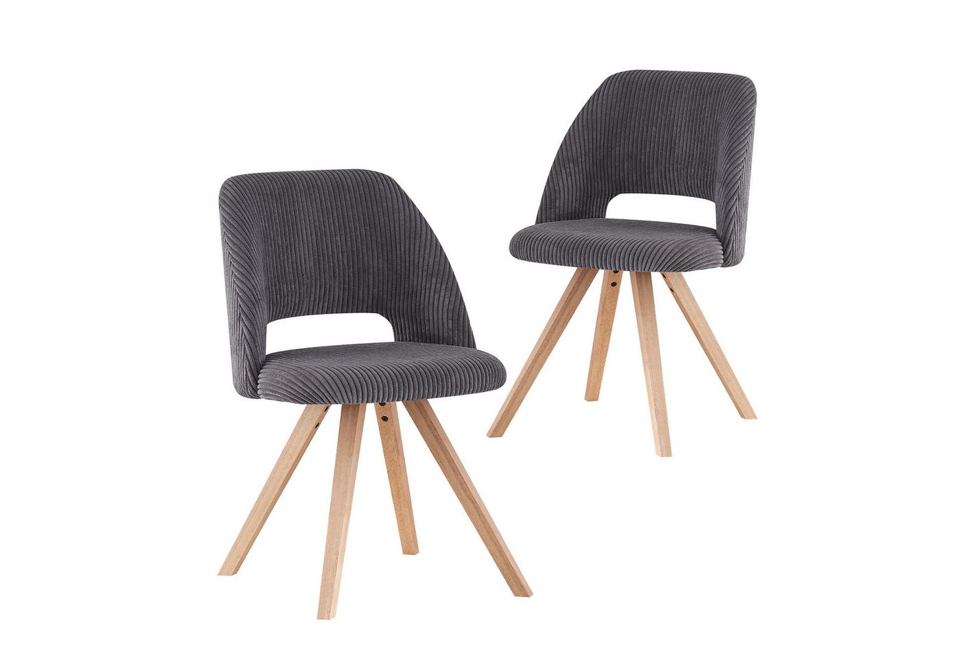 B&D home 4-Fußstuhl VICKY (2er Set, 2 St), gepolstert, Kordstoff, Holzbeine von B&D home