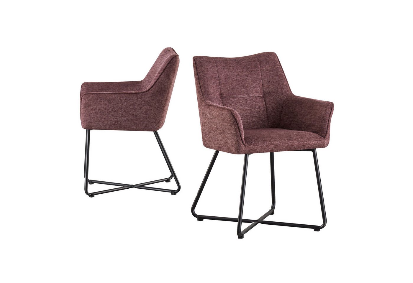 B&D home Polsterstuhl BREIGHT (2er Set, 2 St), gepolstert, mit Armlehnen von B&D home