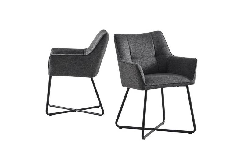 B&D home Polsterstuhl BREIGHT (2er Set, 2 St), gepolstert, mit Armlehnen von B&D home
