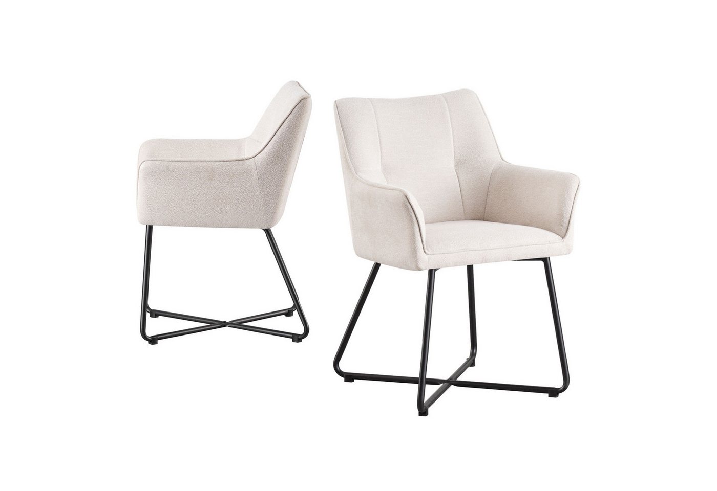 B&D home Polsterstuhl BREIGHT (2er Set, 2 St), gepolstert, mit Armlehnen von B&D home